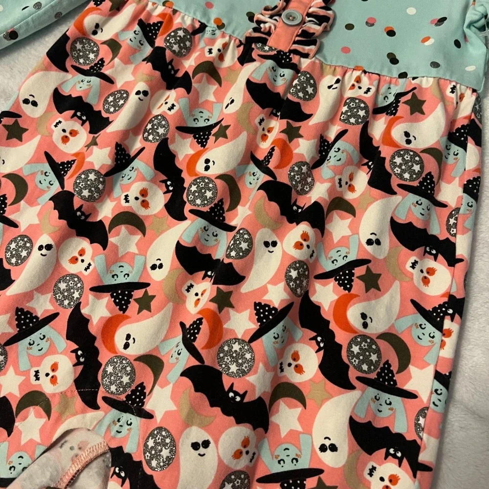 Matilda Jane Halloween Ghost Bat Witch Polka Dot Ruffle Romper 18-24M